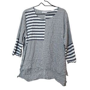 Habitat Clothes to Live In Womens Large Cotton Blend 3/4 Sleeve Lagenlook Tunic